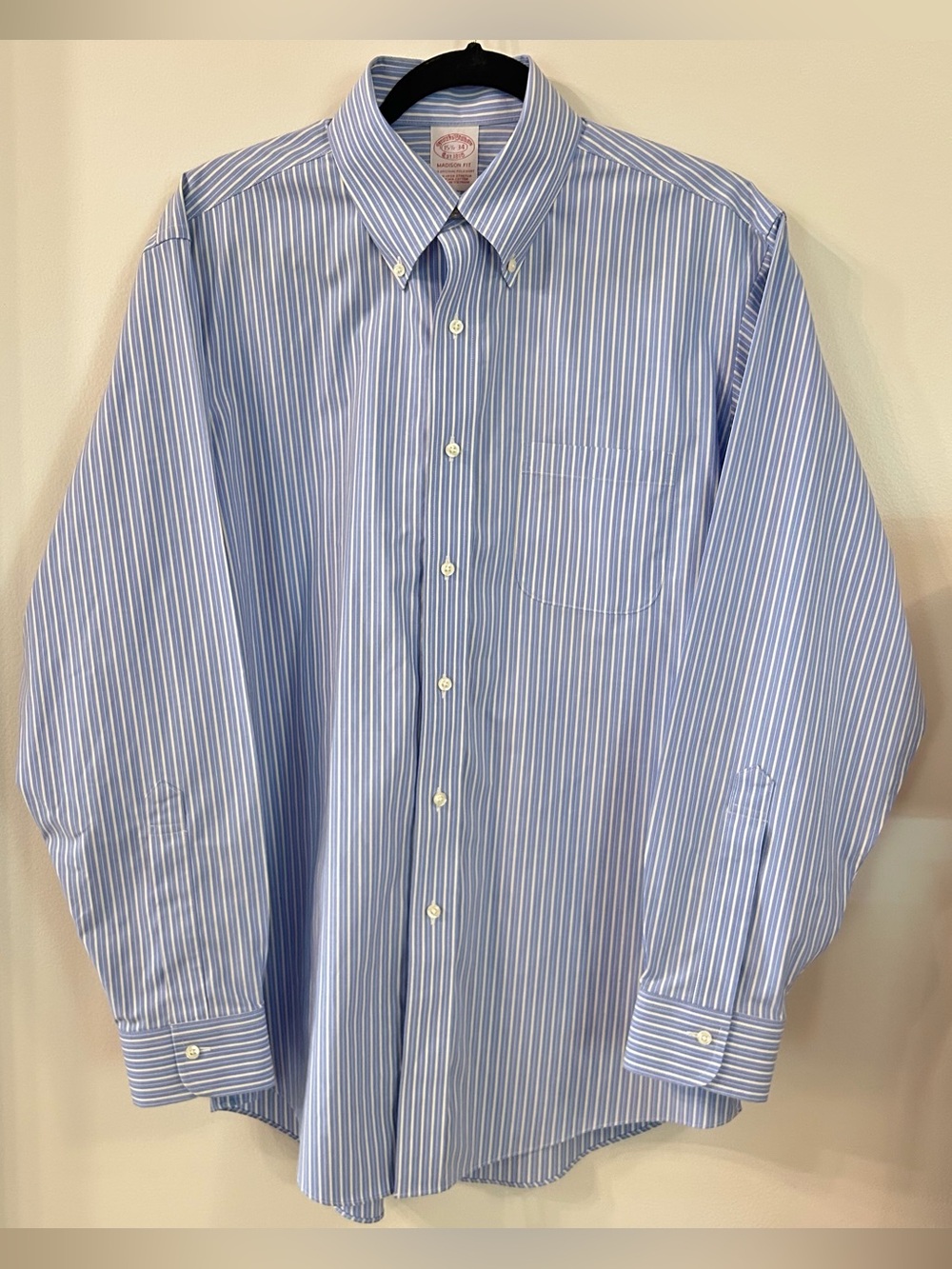 Brooks Brothers Men’s Madison Fit Striped Button-Down Dress Shirt Size 15 1/2-34